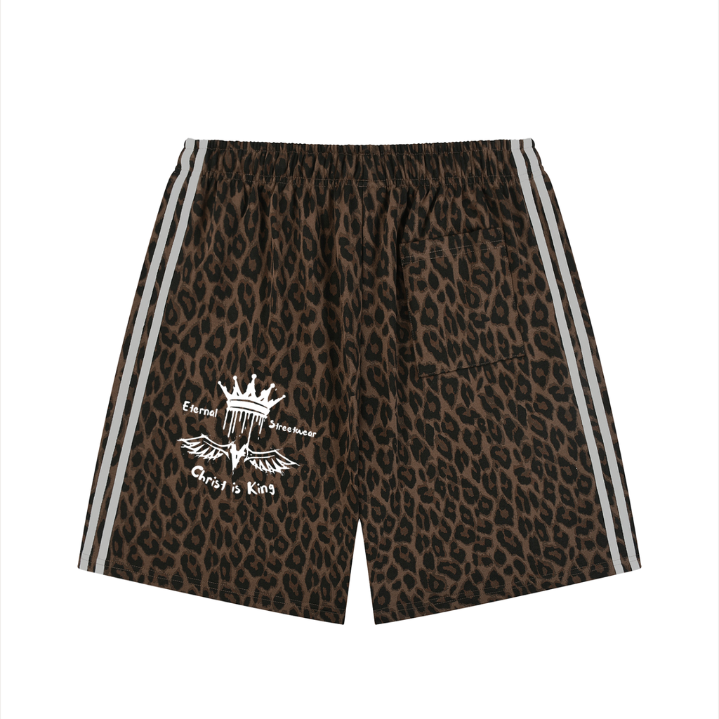 Unisex Heavyweight Leopard Drawstring Shorts