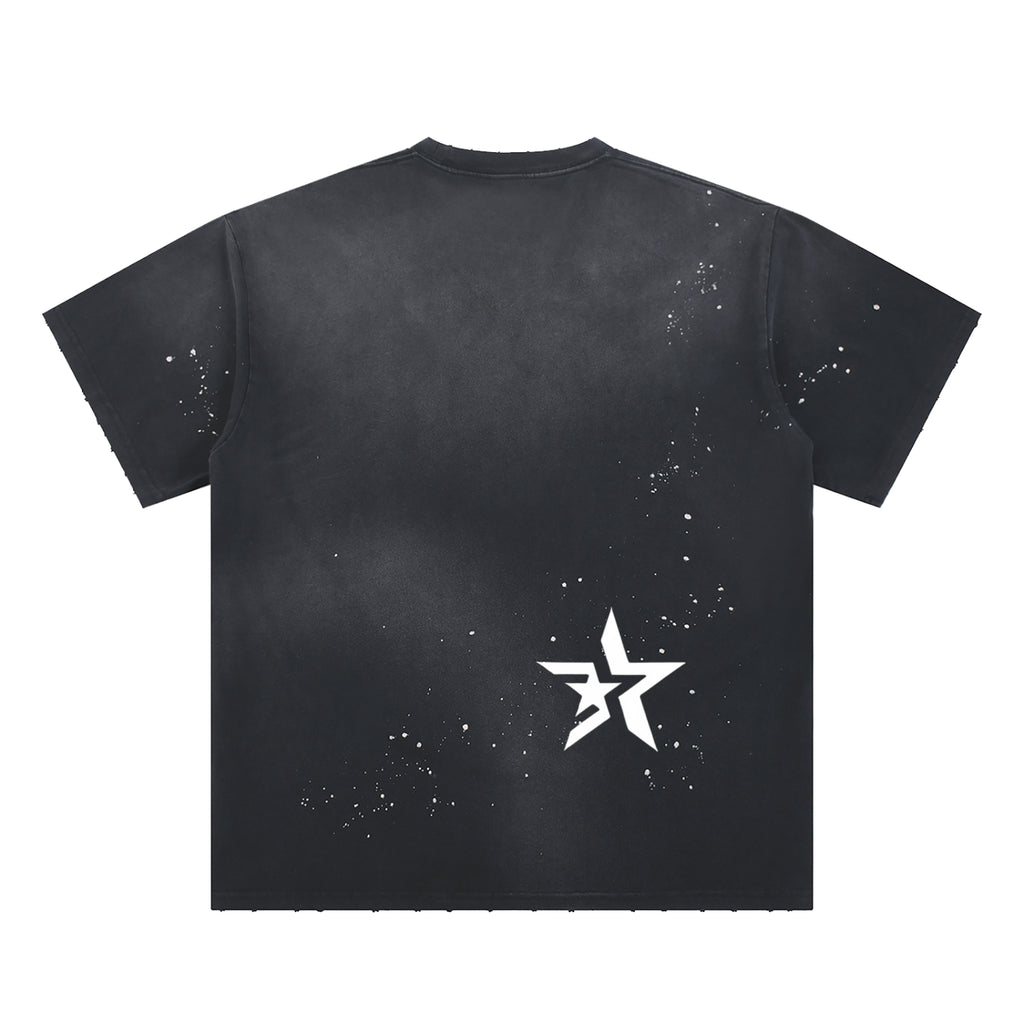Hand-Frayed Sunfade "Constellation" Colorway Paint Splatter T-Shirt