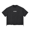"Ripped Away From sin" Snow Wash Raw-Hem Boxy T-shirt