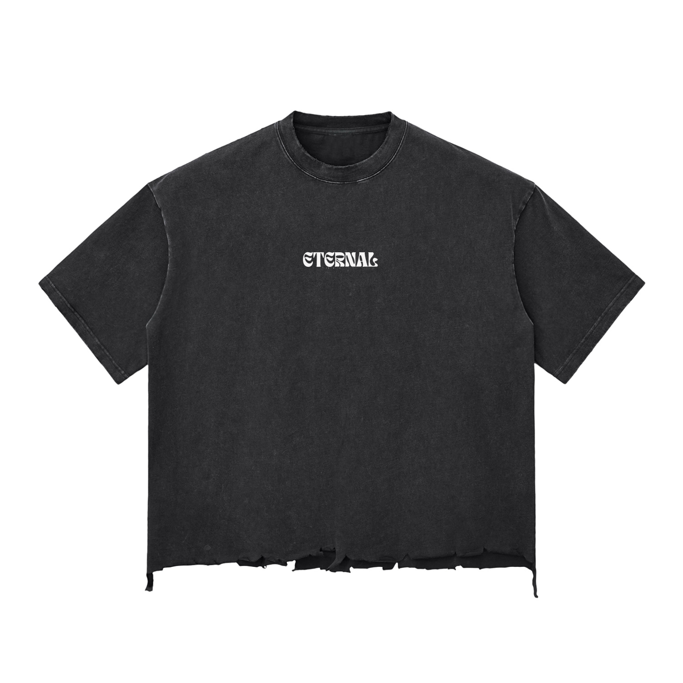 "Ripped Away From sin" Snow Wash Raw-Hem Boxy T-shirt