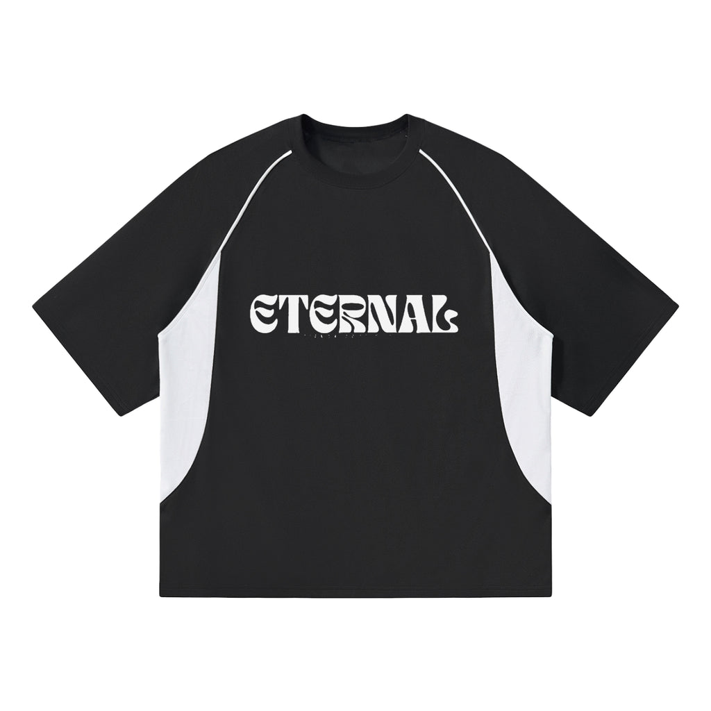 Contrast Piping Panel Raglan T-Shirt "Panda" Colorway
