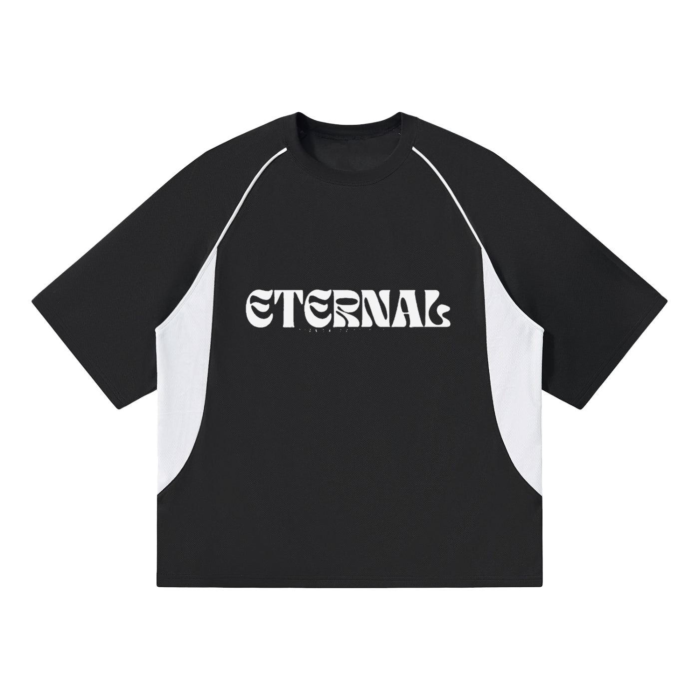 Contrast Piping Panel Raglan T-Shirt "Panda" Colorway