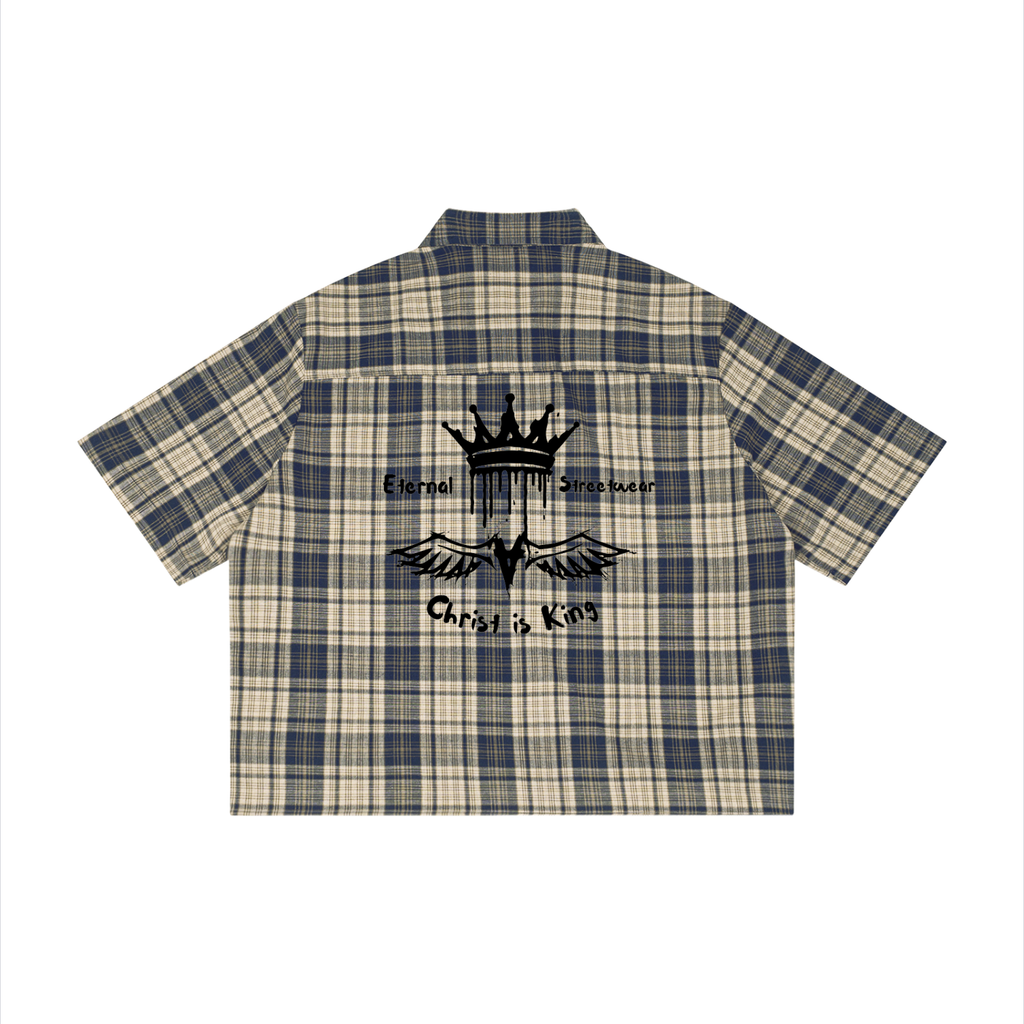 Unisex Plaid Boxy Short Sleeve Shirt