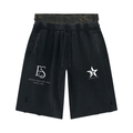 Unisex Vintage Wash Distressed Wide Leg Shorts
