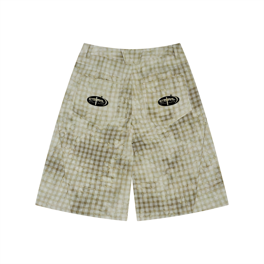 Triple print Unisex Vintage Wash Plaid Shorts