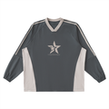 Color-Block V-Neck Long-Sleeve T-Shirt