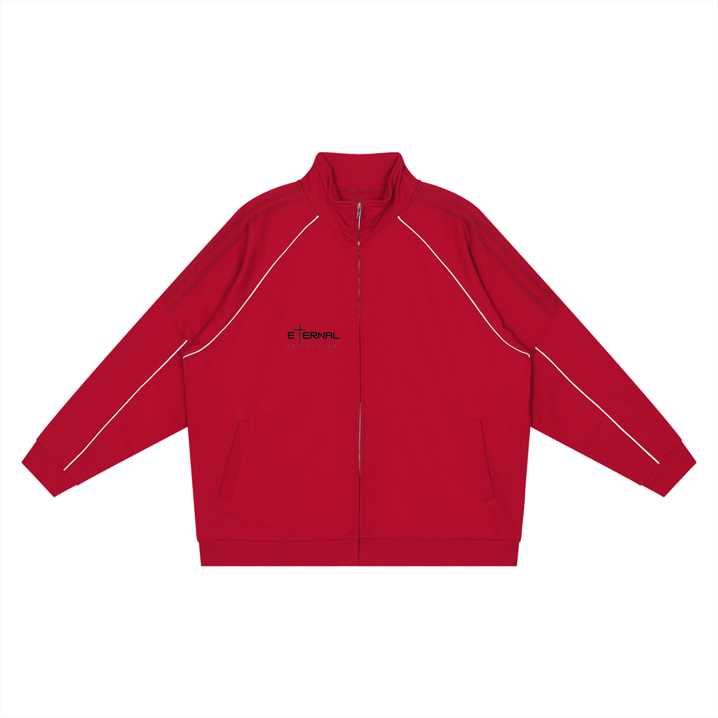 "Atoning Blood" Colorway Reflection Striped Raglan Sleeve  Jacket