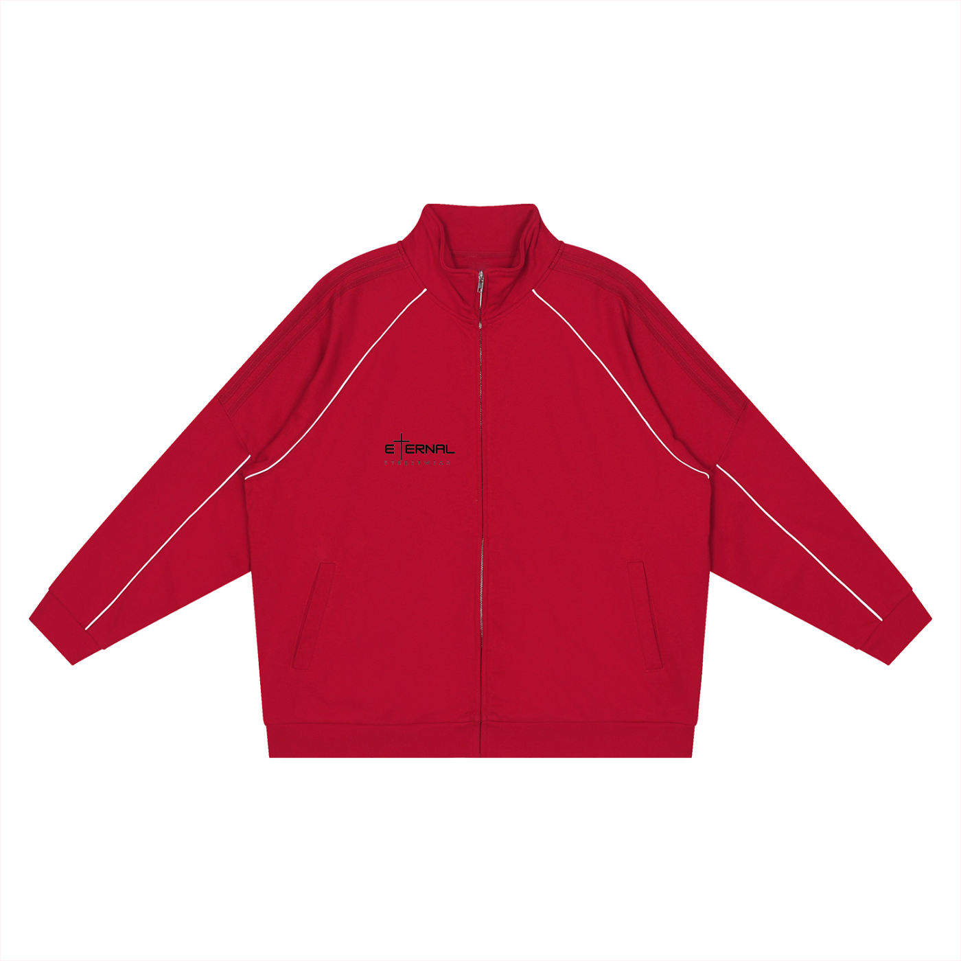 "Atoning Blood" Colorway Reflection Striped Raglan Sleeve  Jacket