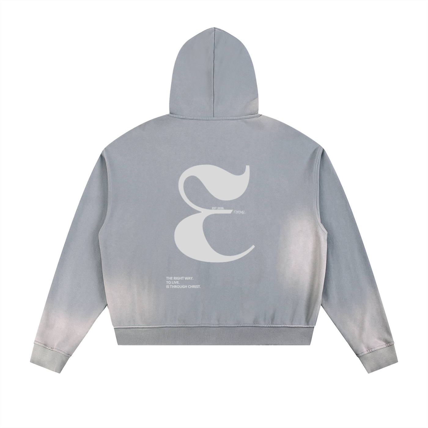 Sun Fade Frayed Raw Edge Fleece Zip Hoodie