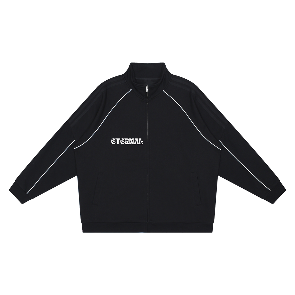 "Spirit".Reflection Striped Raglan Sleeve  Jacket