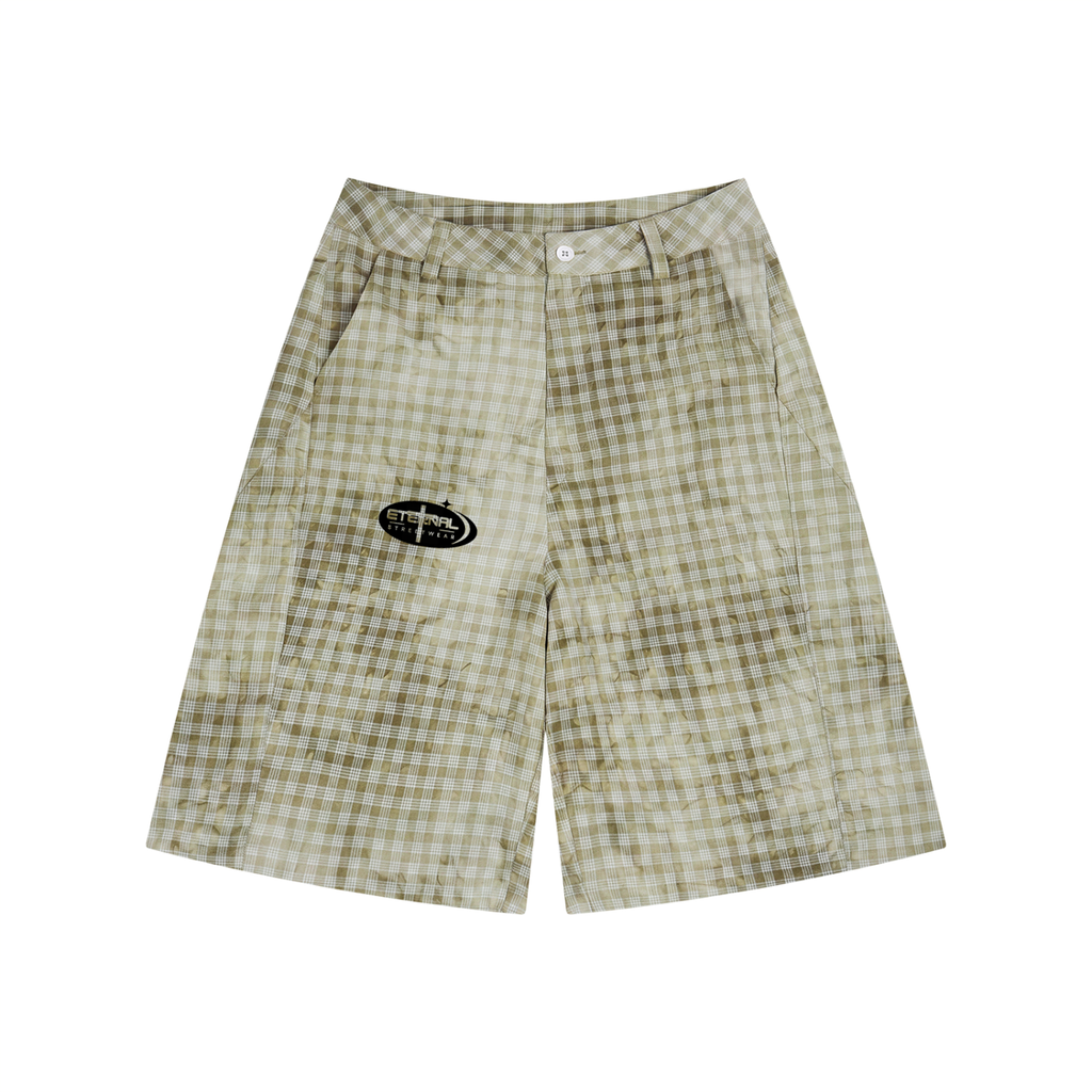 Triple print Unisex Vintage Wash Plaid Shorts