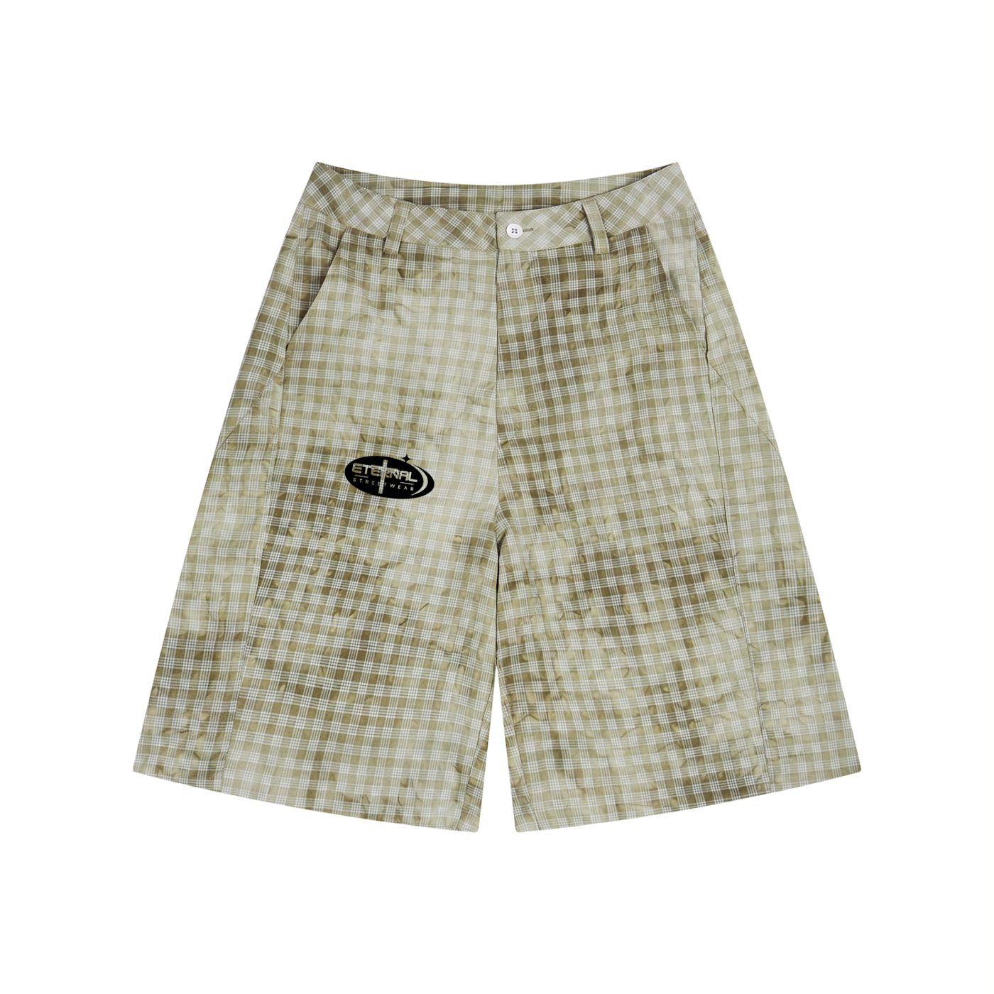 Triple print Unisex Vintage Wash Plaid Shorts