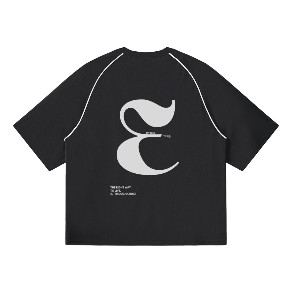 Contrast Piping Panel Raglan T-Shirt "Panda" Colorway