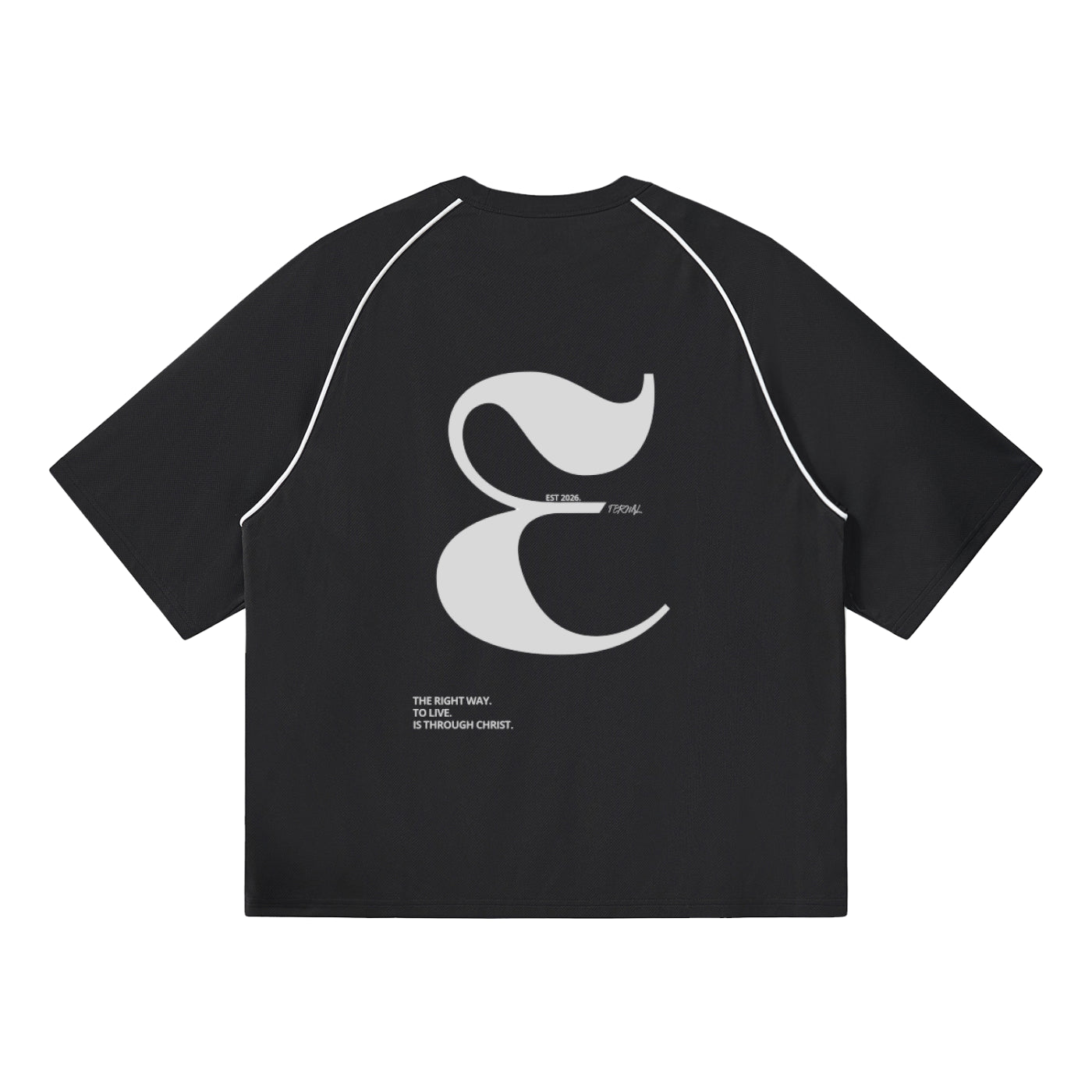 Contrast Piping Panel Raglan T-Shirt "Panda" Colorway