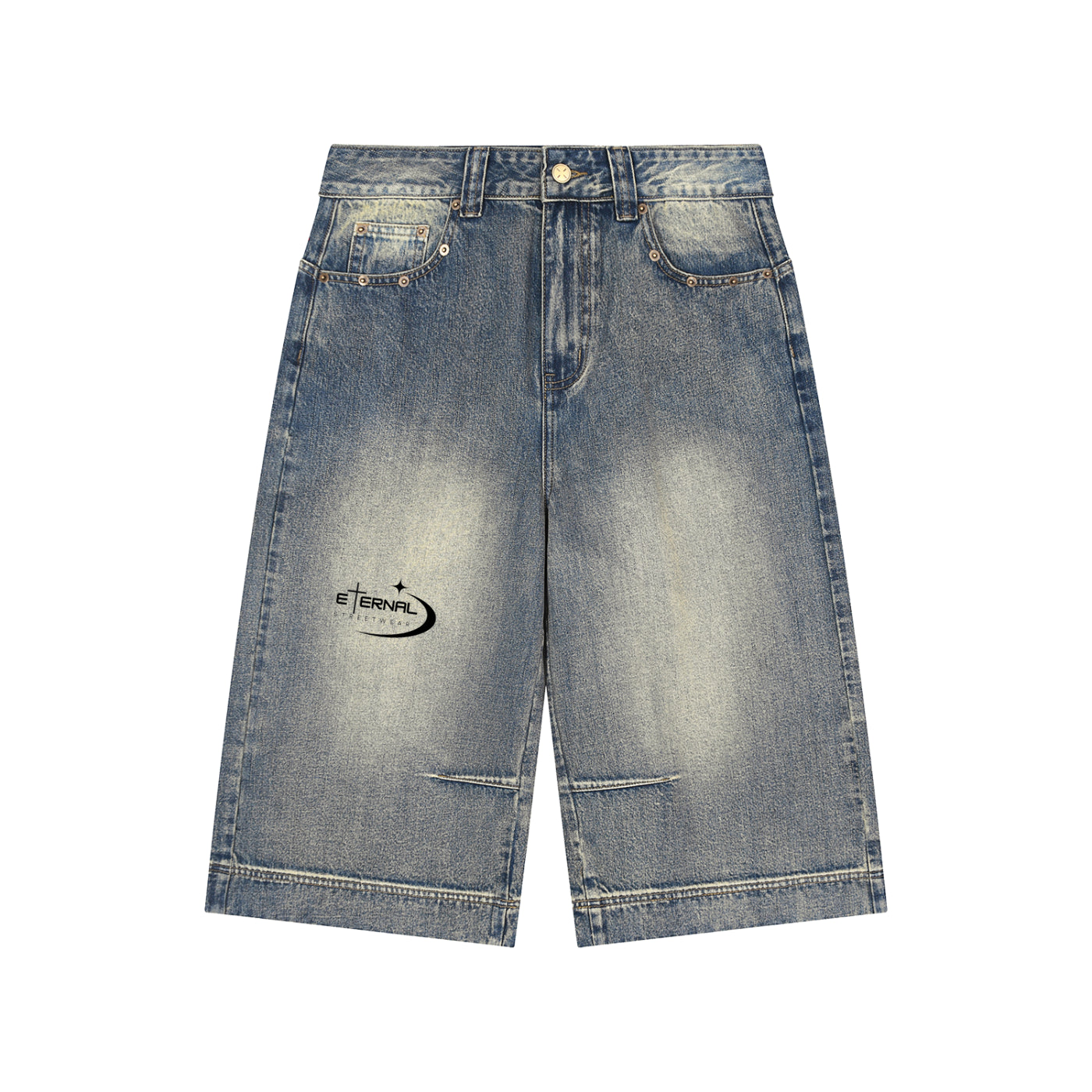 Vintage Wash Baggy Denim Shorts