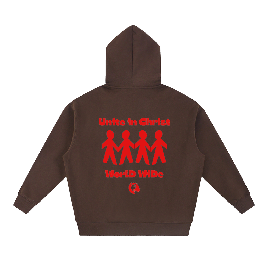 “Unite In Christ Red” Essential Oversized Boxy Fit Fleece Hoodie