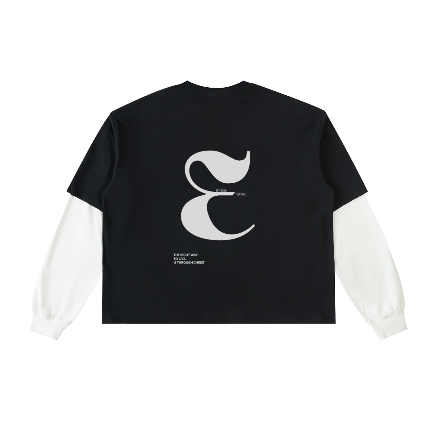 Layered Contrast Sleeve Cotton T-Shirt