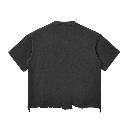 "Ripped Away From sin" Snow Wash Raw-Hem Boxy T-shirt